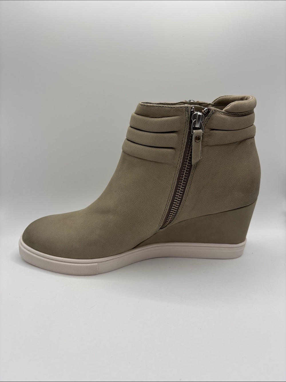 Paolo Taupe Wedge Ankle Boot with Side Zip
